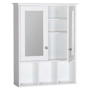 23.6 in. W x 7.5 in. D x 30.4 in. H Oversized Bathroom Storage Wall Cabinet with Adjustable Shelves and Mirror, White
