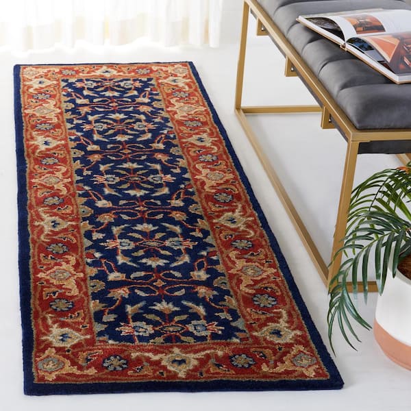 Royalty 2 ft. x 8 ft. Navy/Rust Oriental Runner Rug