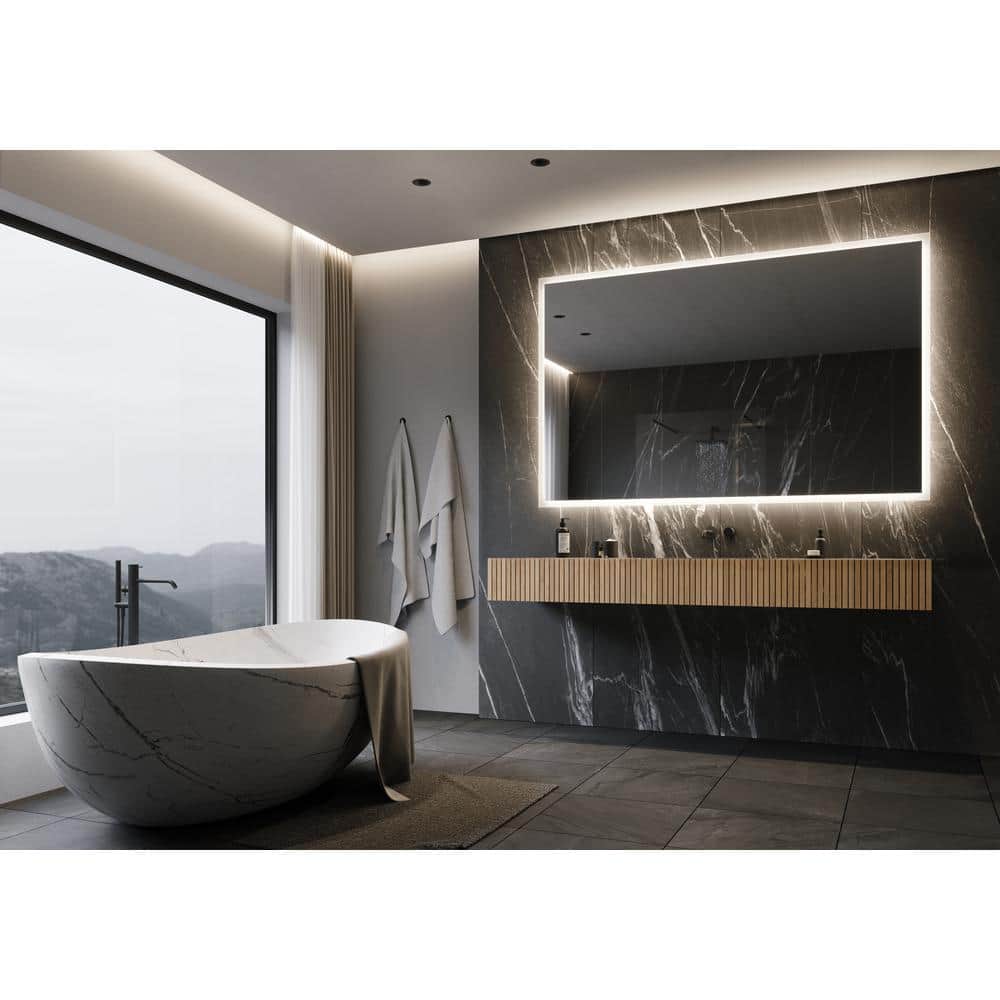 Backlit 70 in. W x 45 in. H Rectangular Frameless Wall Mounted Bathroom Vanity Mirror 6000K LED price history on PriceWatchPro