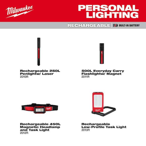 Milwaukee - 450 Lumens Internal Rechargeable Magnetic Headlamp and Task Light