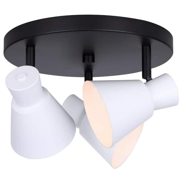 CANARM Radley 2 ft. Matte White Halogen Ceiling Mounted Hard Wired Track Lighting Kit with Cylinder Head