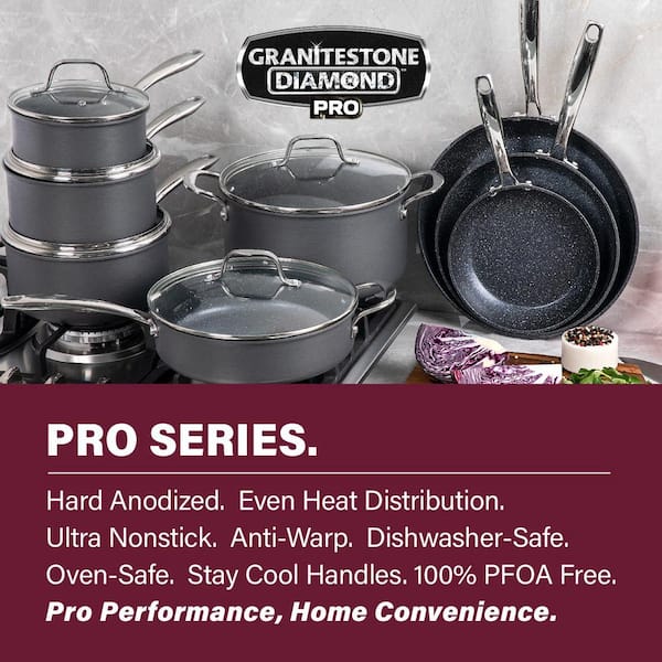 Granitestone 13-Piece Pro Premier Hard Anodized Stovetop Set with Easy Grip  Handles
