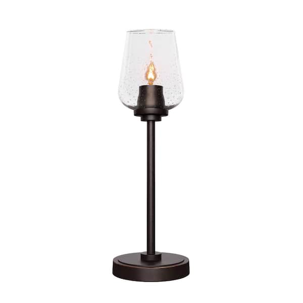Unbranded Quincy 17.5 in. Dark Granite Accent Lamp with Clear Bubble Glass Shade