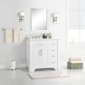 Melpark 36 in. W x 22 in. D x 34.5 in. H Bath Vanity in White with White Cultured Marble Top