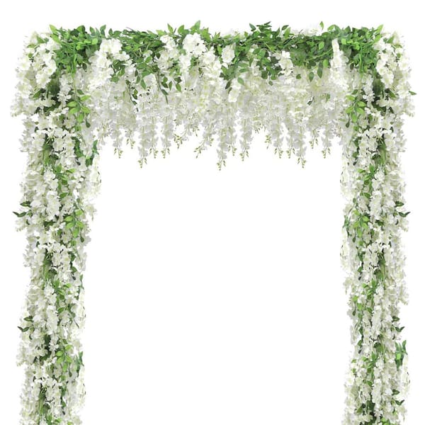 Unbranded White Indoor/Outdoor Artificial Wisteria Hanging Flowers, 5Pcs