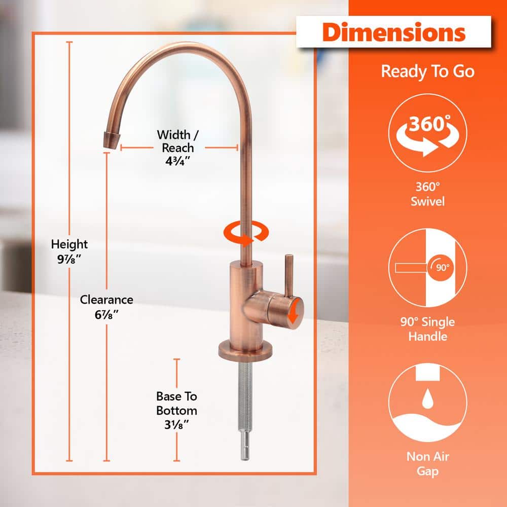 Brushed Copper High-Arch Stainless Steel Water Filter Faucet
