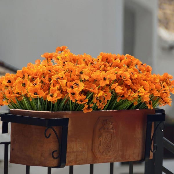 13 in. Orange 24-Bundles Artificial Other Flowers for Outdoors