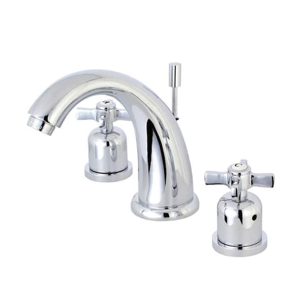 Kingston Brass Kaiser Cross 8 in. Widespread 2-Handle Mid-Arc Bathroom Faucet in Chrome