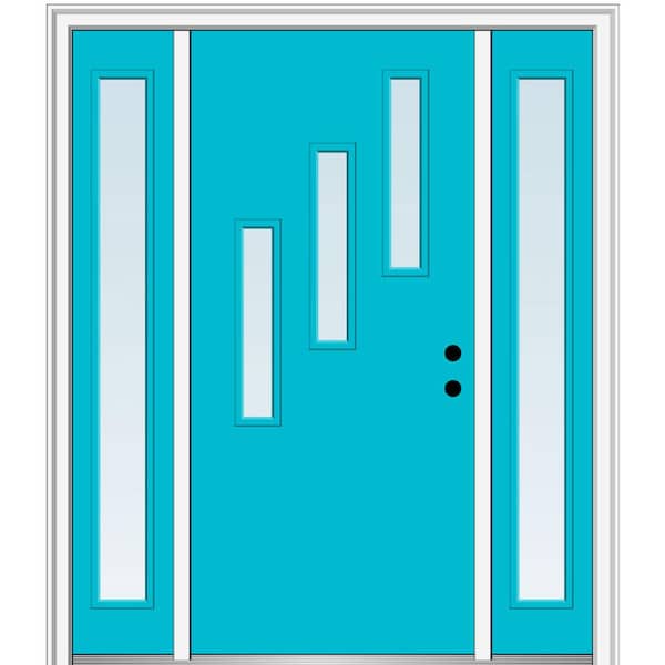MMI Door 68.5 in. x 81.75 in. Davina Left-Hand Inswing 3-Lite Clear Low-E Painted Fiberglass Prehung Front Door with Sidelites