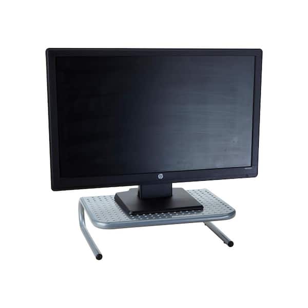 Mind Reader Metal Monitor Stand with Keyboard Storage Space, Silver