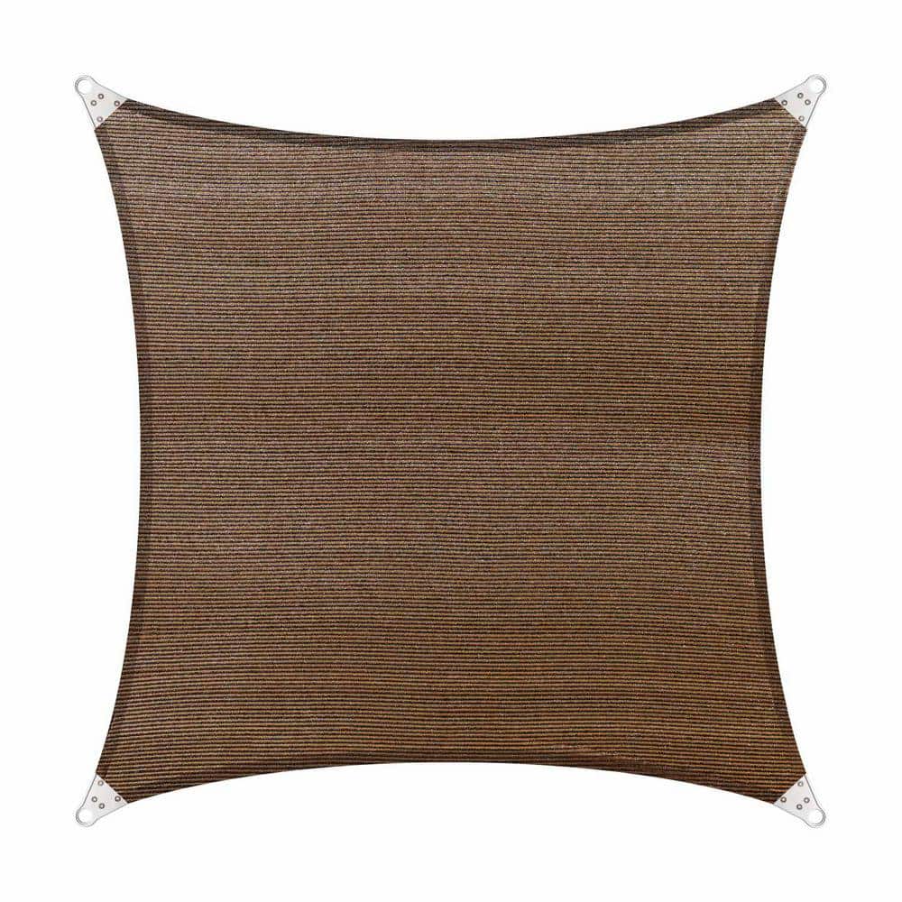 Brown Reinforced Square HDPE Patio Shade Sail with Stainless Steel Rings