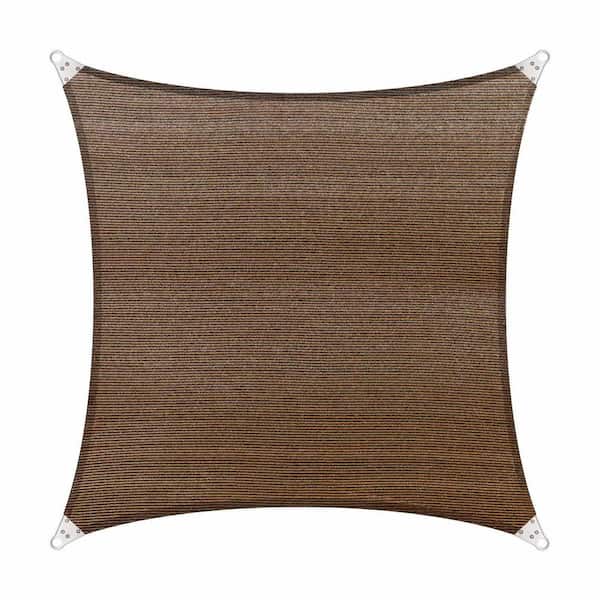 COLOURTREE 24 ft. x 24 ft. 260 GSM Reinforced (Super Ring) Brown Square Sun Shade Sail
