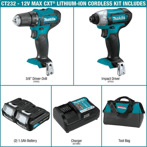 12V max CXT 1.5 Ah Lithium-Ion Cordless Drill Driver and Impact Driver Combo Kit (2-Piece)