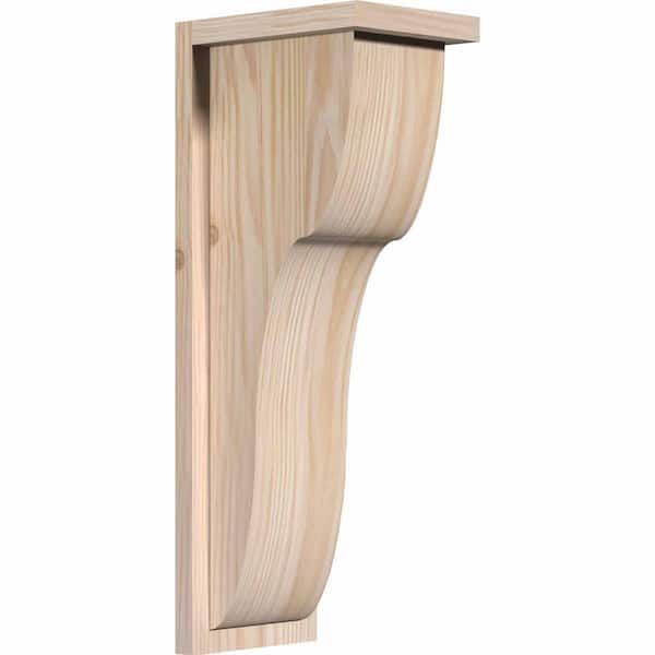 Ekena Millwork 7-1/2 in. x 10 in. x 26 in. Douglas Fir Carmel Smooth Corbel with Backplate