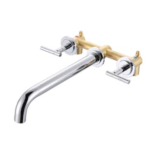 Wall Mounted 2-Handle Bathtub Roman Tub Faucet in. Polished Chrome