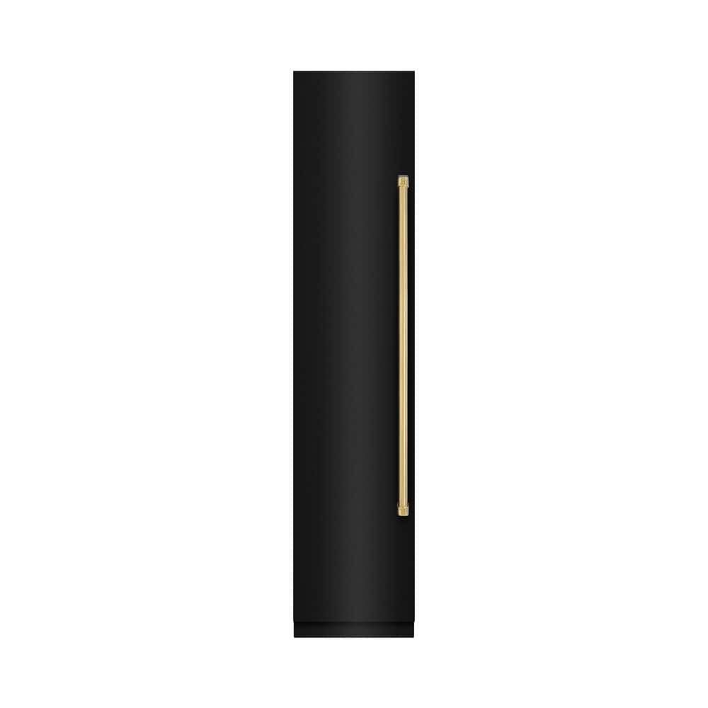 18 in. 8.6 cu. ft. Black Stainless Left Hinge Upright Column Freezer in Graphite Gray and Polished Gold Accents