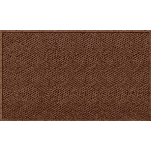 Bungalow Flooring Waterhog Diamonds Dark Brown 35 in. x 59 in. PET Polyester Indoor Outdoor Doormat