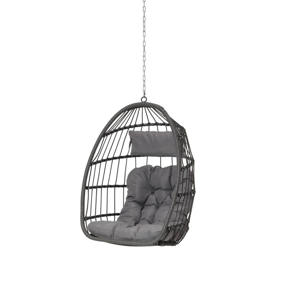 Foldable 1-Person Wicker Porch Swing without Stand for Indoor Outdoor with Light Gray Cushion price history on PriceWatchPro