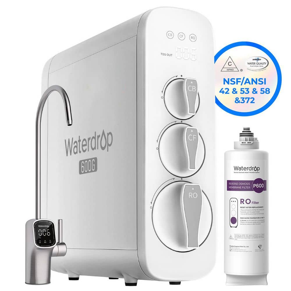 G3P600 8-Stage NSF Certified Reverse Osmosis Water Filtration System, Under-Sink Water Filter, Extra RO Filter