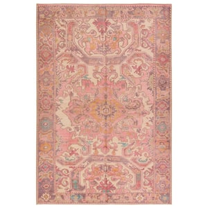 Elanor Pink/Purple 5 ft. X 8 ft. Medallion Washable Area Rug