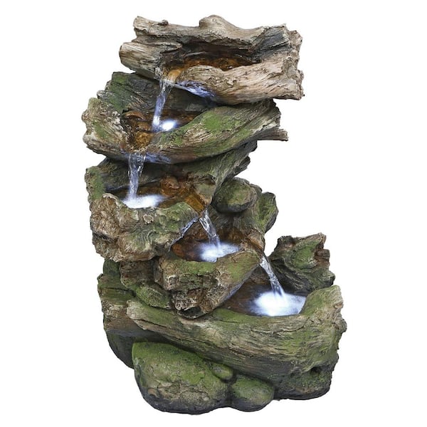Design Toscano Mesquite Falls Stone Bonded Resin Illuminated Garden Fountain