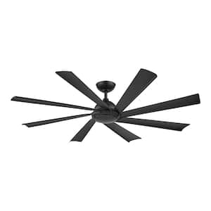 Botu 60 in. Indoor/Outdoor Matte Black Modern Ceiling Fan with Color Temperature, Integrated LED and Remote