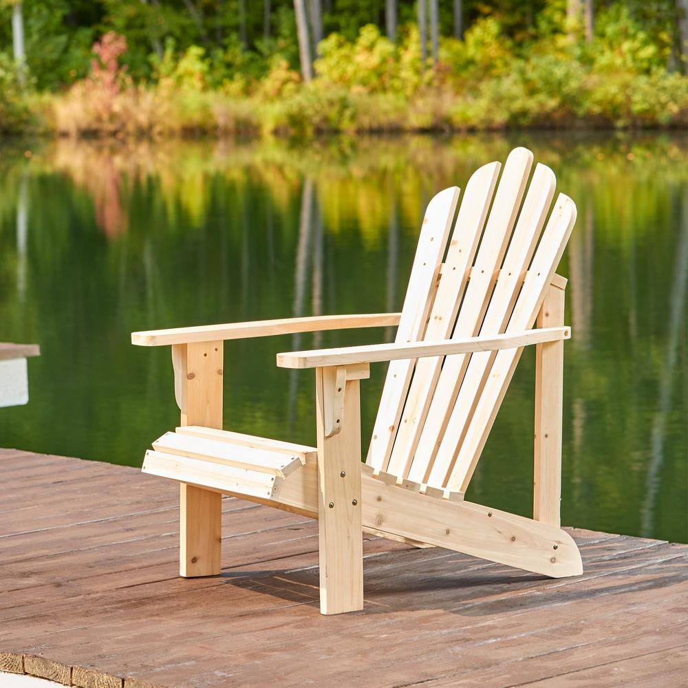 Natural Cedar Wood Adirondack Chair with Wide Arms