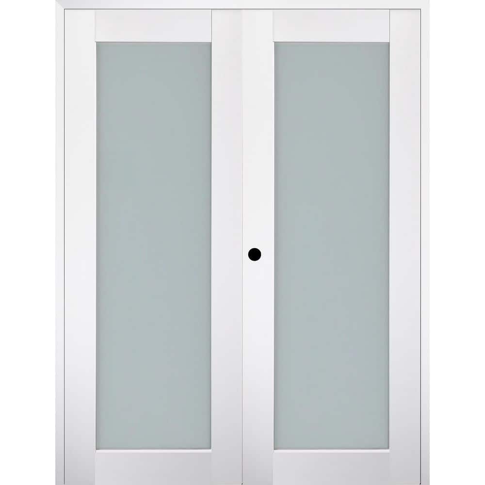 Smart Pro 207 N 60 in. x 96 in. Right Full Lite Frosted Glass Polar White Wood Composite Double Prehung French Door price history on PriceWatchPro
