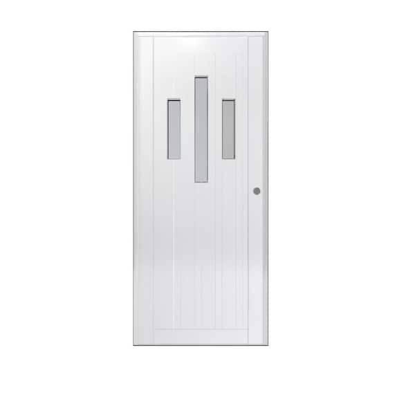 Air Master Windows and Doors 36 in. x 80 in. Titan Vista #8 3 Lite Flush Tropical Painted White Aluminum Prehung Front Door
