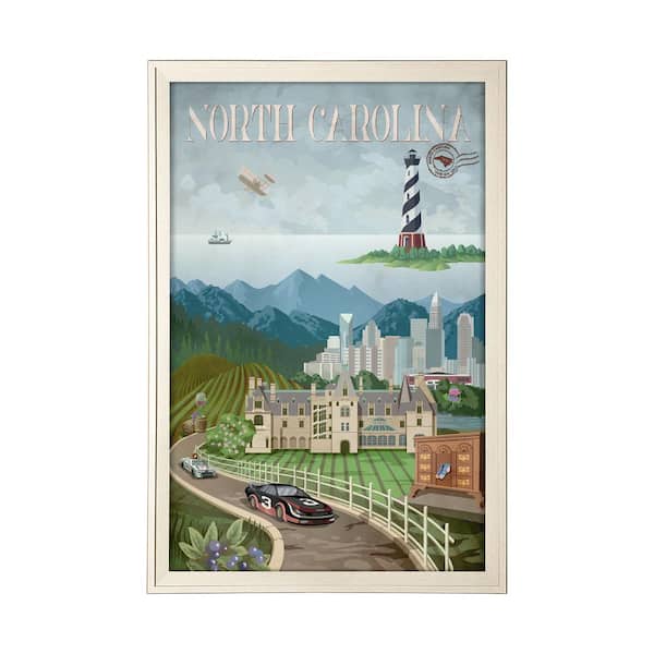 North Carolina Go Series 1 Brown Frame Paper Print Framed Art 41.5 in x 61.5 in.