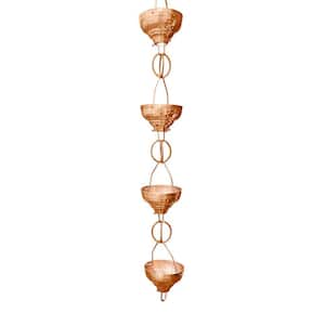 8.5 ft. Pure Copper Eastern Hammered Cup Rain Chain