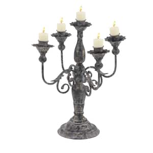 19 in. Gray Metal Candelabra with 5 Candle Capacity