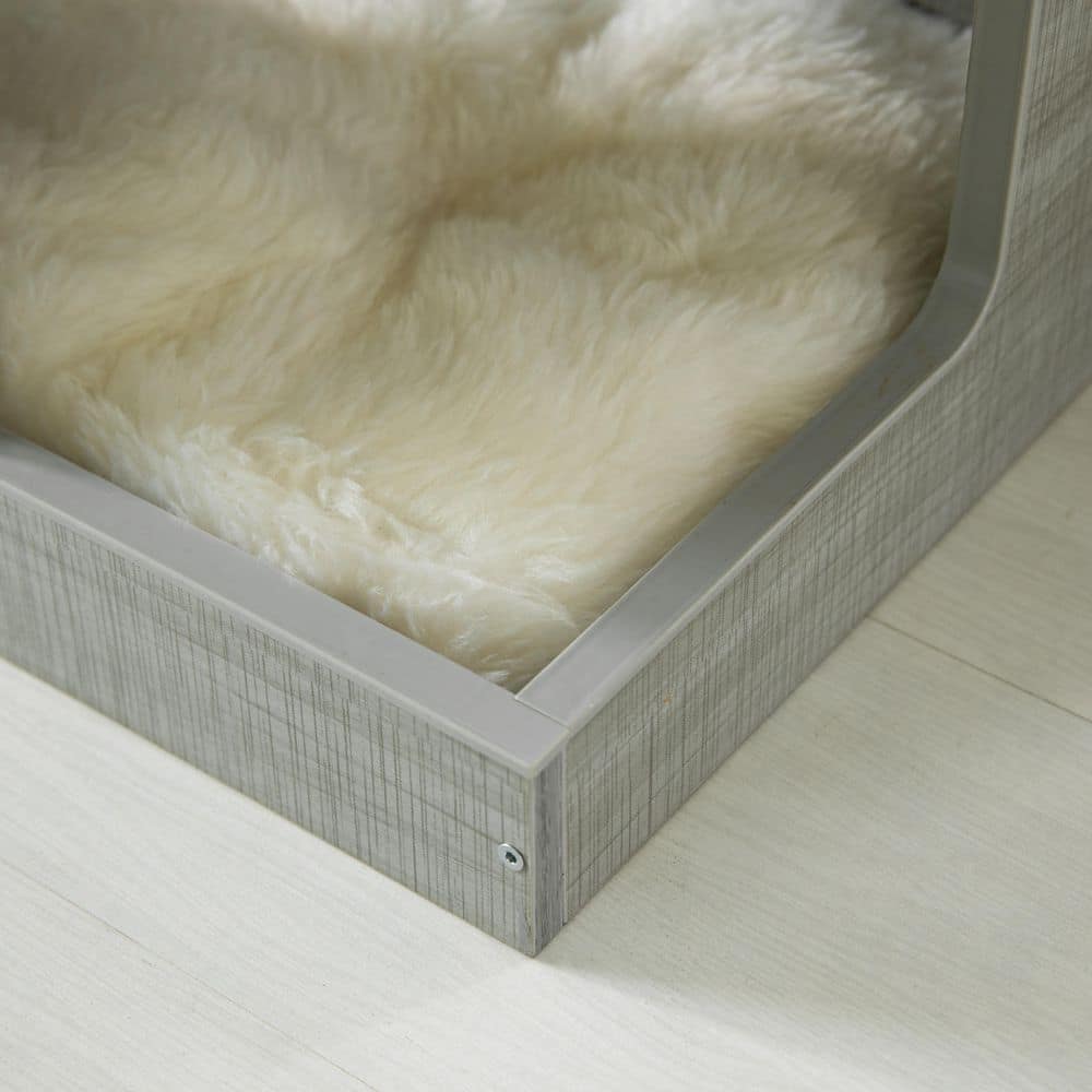 Gray Multi-Level Modern Cat Tower with Soft Faux Fur Cushions
