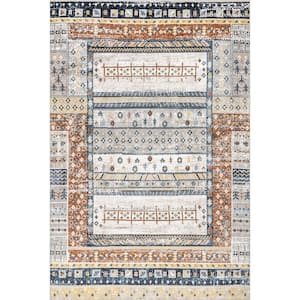 Shannon 5 ft. x 7 ft. 6 in. Machine Washable Geometric Tribal Beige Indoor Area Rug