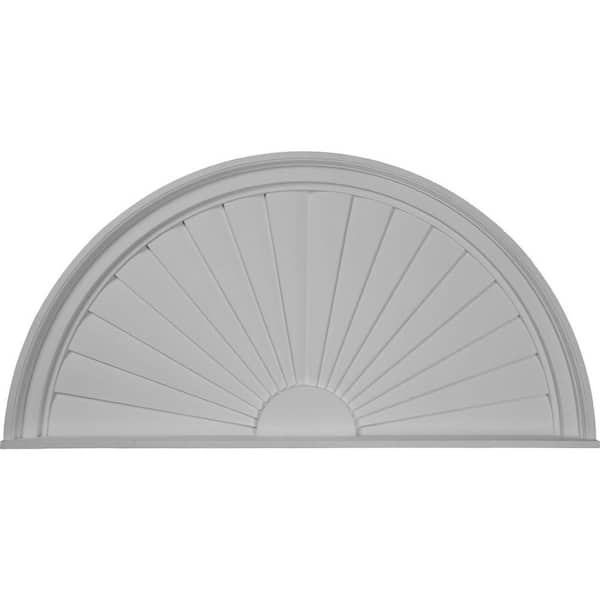 Ekena Millwork 40 in. x 2 in. x 20 in. Half Round Sunburst Pediment