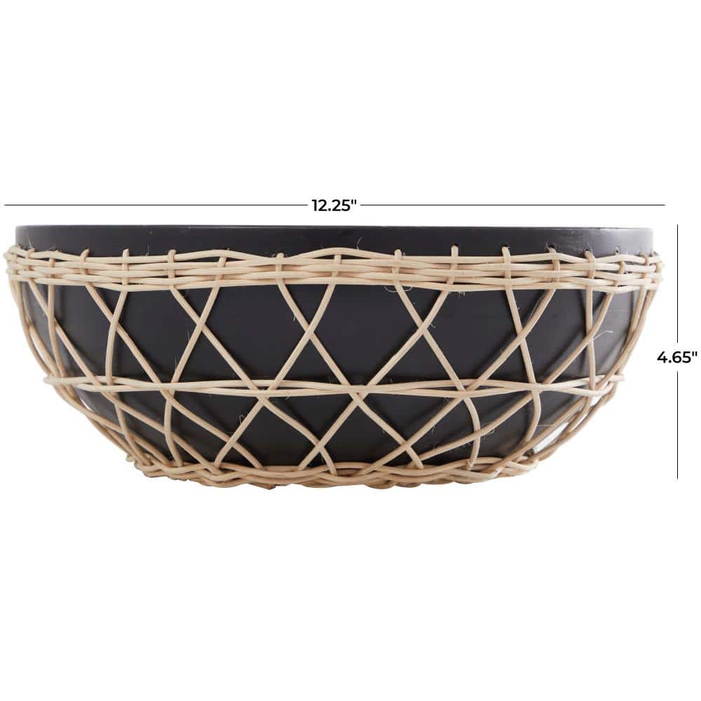 Neyla Black and Natural Handmade Mango Wood Decorative Bowl