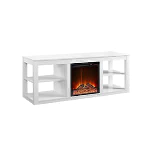 Nelson White 65 in. TV Stand Console with Fireplace