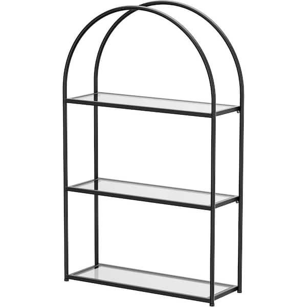 Unbranded 17.9 in. W x 6 in. D 3 Tier Black Arched Frame Decorative Wall Shelf