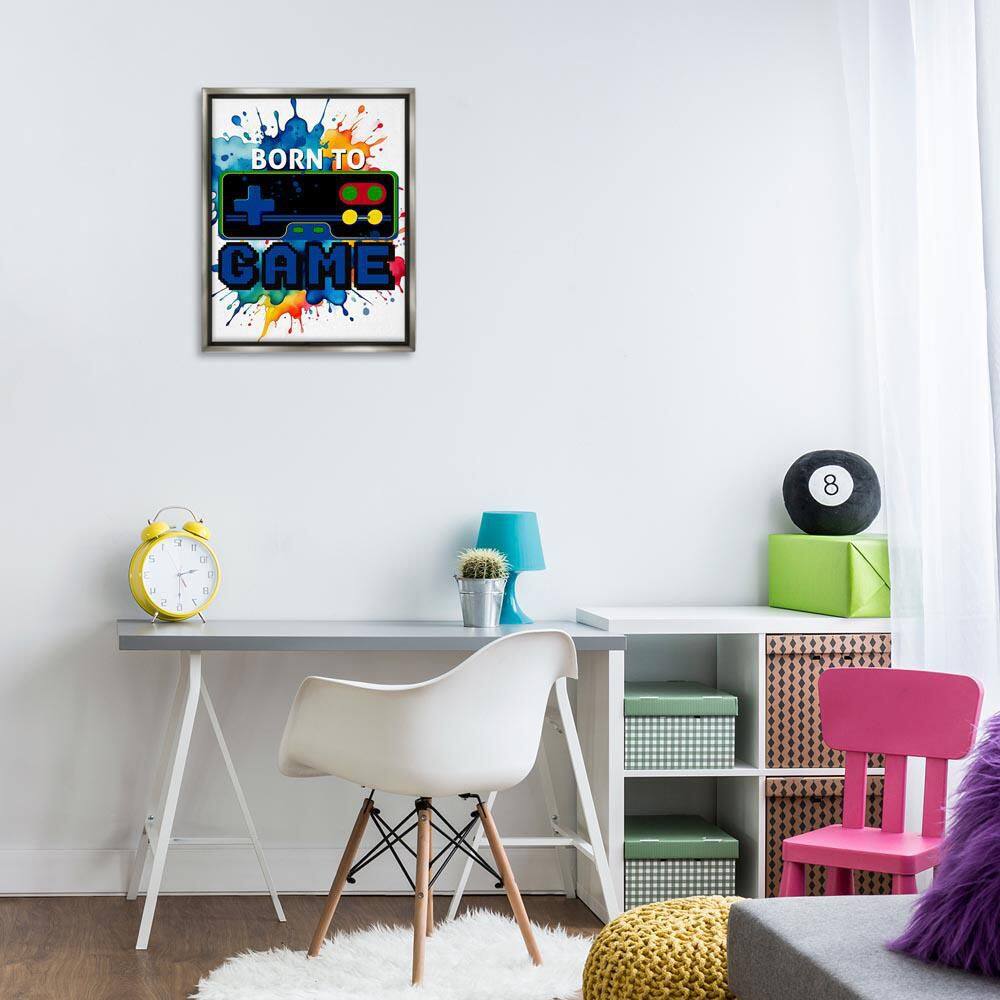 Born to Game Splash by Kim Allen Gray Floater Frame Typography Graphic Art Print 21 in. x 17 in. price history on PriceWatchPro