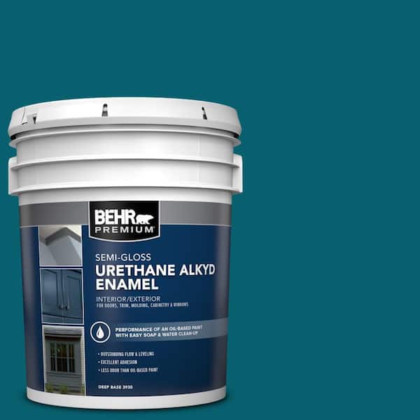 BEHR PREMIUM 5 gal. #T16-04 Galapagos Urethane Alkyd Semi-Gloss Enamel Interior/Exterior Paint