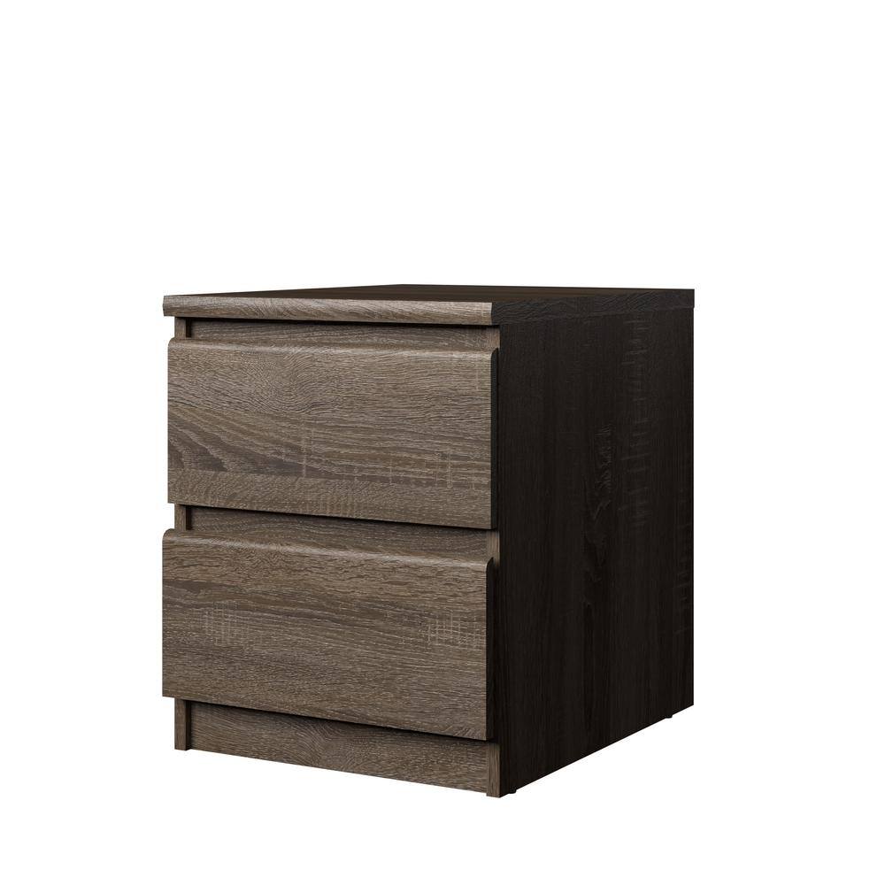 Truffle Oak 2-Drawer Modern Nightstand