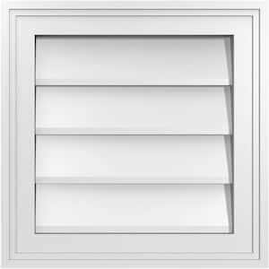 16 in. x 16 in. Vertical Surface Mount PVC Gable Vent: Decorative with Brickmould Frame
