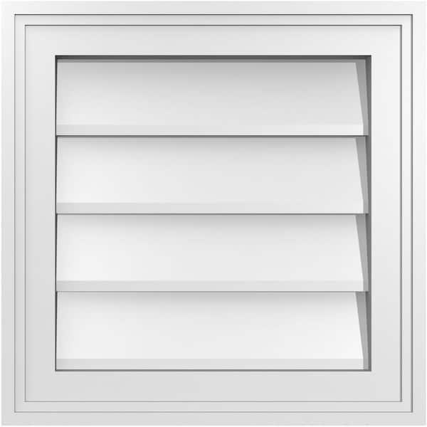 Ekena Millwork 16 in. x 16 in. Vertical Surface Mount PVC Gable Vent: Decorative with Brickmould Frame