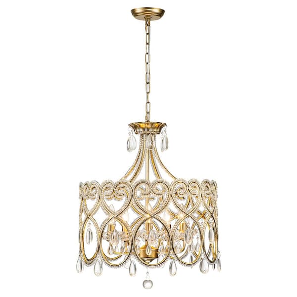 Caleb 5-Light Silver Bronze Drum Crystal Chandelier