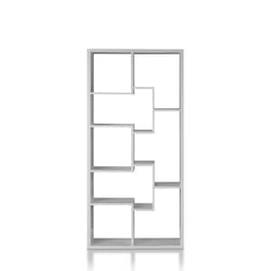 Galva 35.4 in. Wide White 12-Shelf Geometric Bookcase