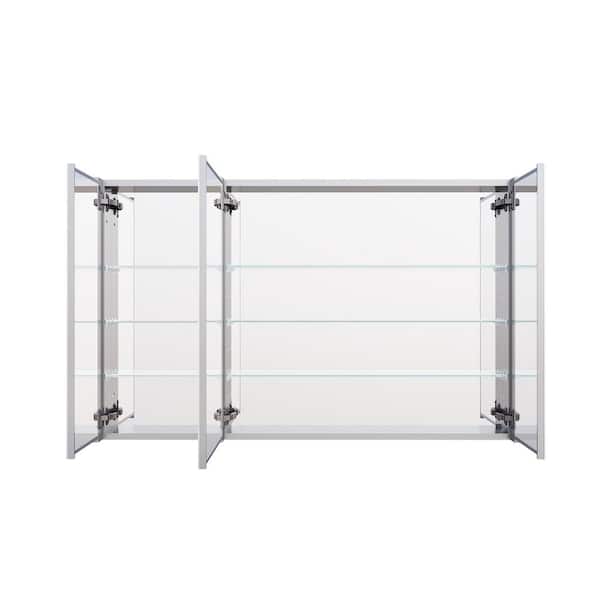 48 in. W x 30 in. H Rectangular Recess/Surface Mount Medicine Cabinet with Mirror, 3-Soft Close Door