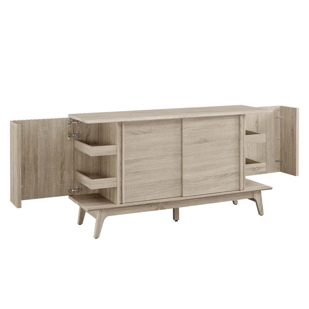 Eudora Oak Mid-Century Modern Sideboard with Sliding Doors