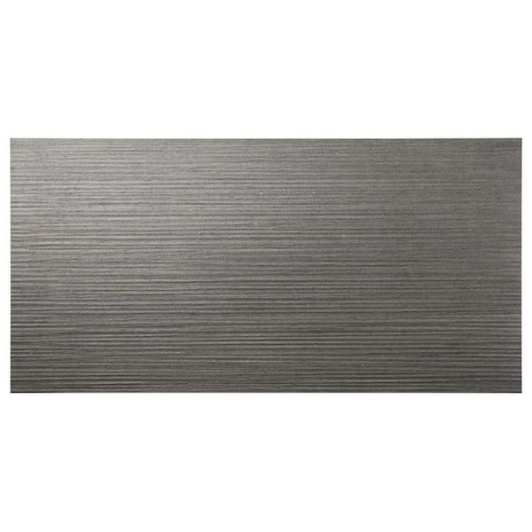 Vitaria Pleated Antracite Gray 4 in. x 0.35 in. Textured Matte Porcelain Wall Tile Sample