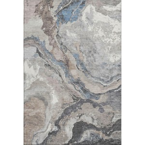 Mayfield Premium Machine Washable Abstract AMF1908 Taupe 3 ft. x 5 ft. Area Rug