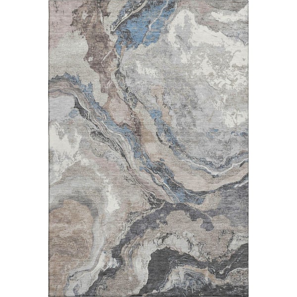 Mayfield Premium Machine Washable Abstract AMF1908 Taupe 5 ft. x 7 ft. 6 in. Area Rug